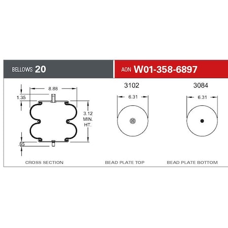 Firestone 20F 3/4CF1/4NPT 1/2ST CTR, W013586897 W013586897